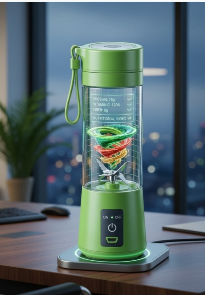 Portable Juicer & Smoothie Maker - Rechargeable Fruit Blender with Digital Nutrition Display